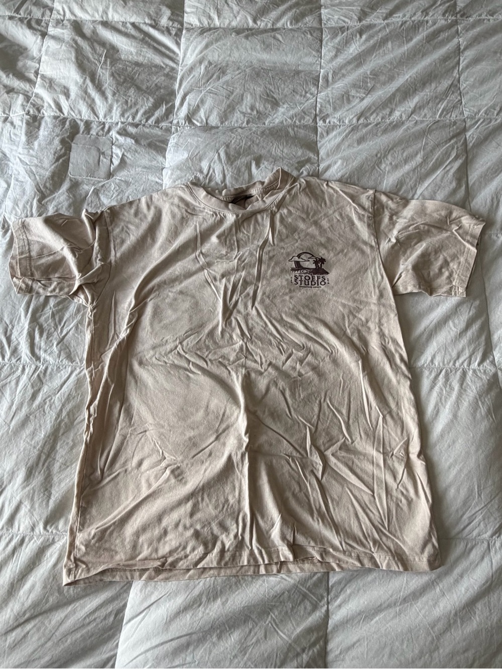 Men's Beige Short-Sleeve Graphic Tee